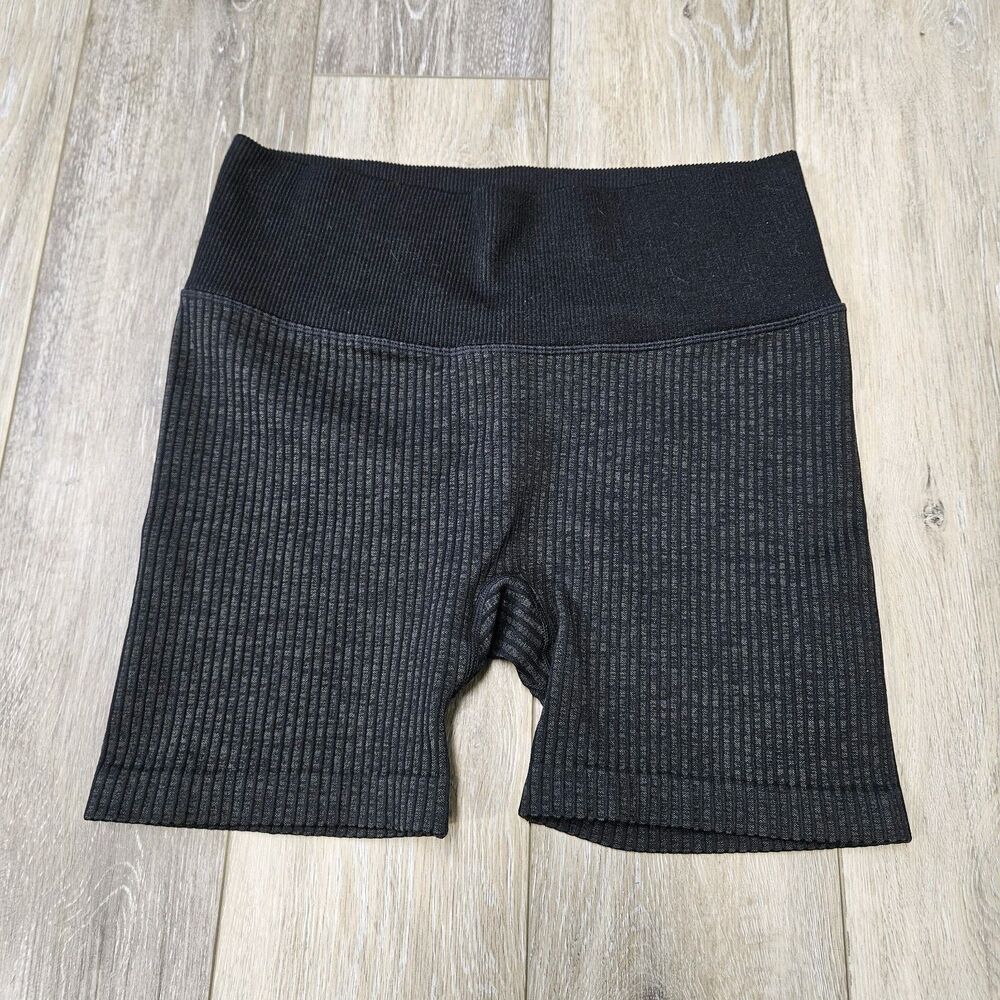 Joylab Biker Shorts Black Ribbed High Rise Seamless Women's Medium Athleisure